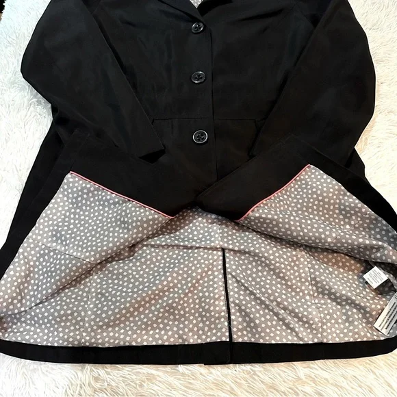 Relativity Black Button Front Trench Coat Size Large - Picture 15 of 16